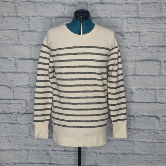 41 Hawthorn Sweaters - 41 Hawthorn Womens Cream gray striped wool alpaca blend pullover sweater Sz M